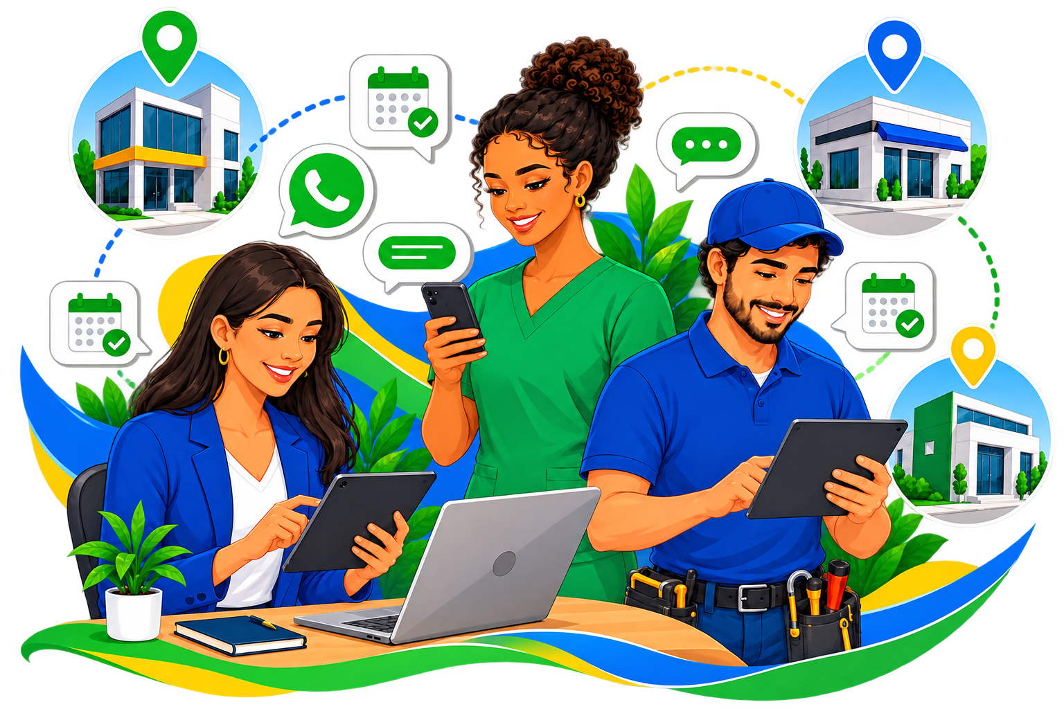 Equipe acompanhando agenda automática
